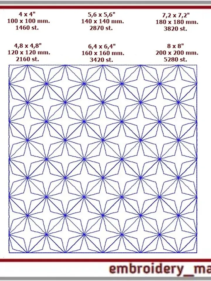 Quilt block 4 machine embroidery designs. Instant download