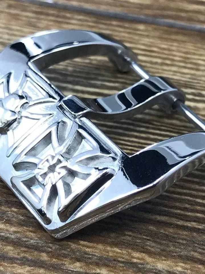 24mm Stainless Steel Watch Buckle with Skull Pattern, Leather Watch Strap Closure 26mm, Christmas Gift Ideas for Boyfriend