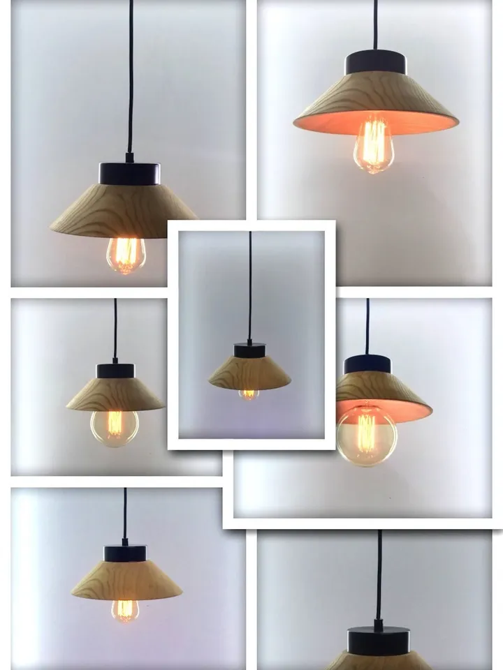 Black wooden pendant light, wood chandelier