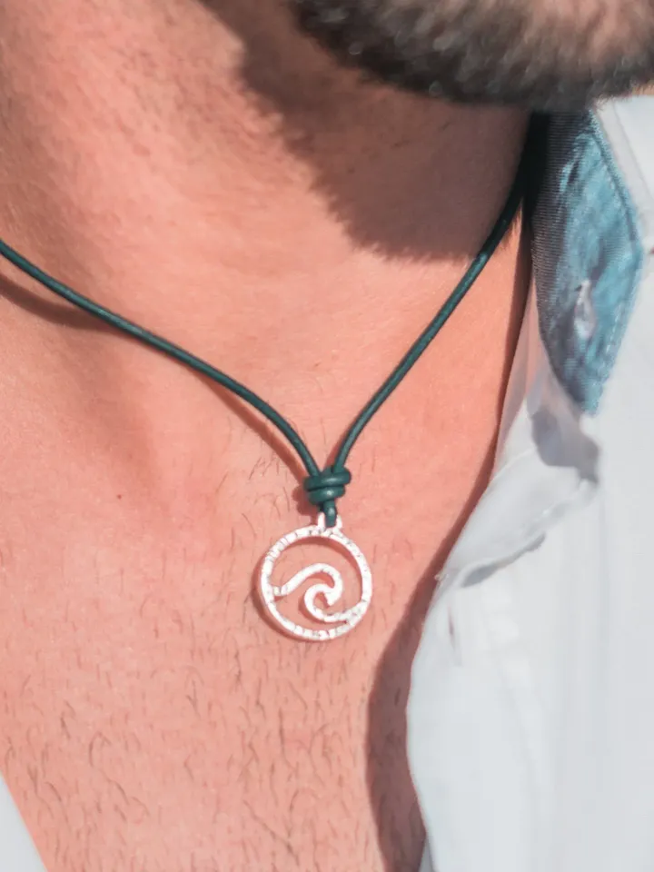 Surfer Shell & Chain Necklace - Leather Cord With Shell Pendant, Unisex (Hana Lima)
