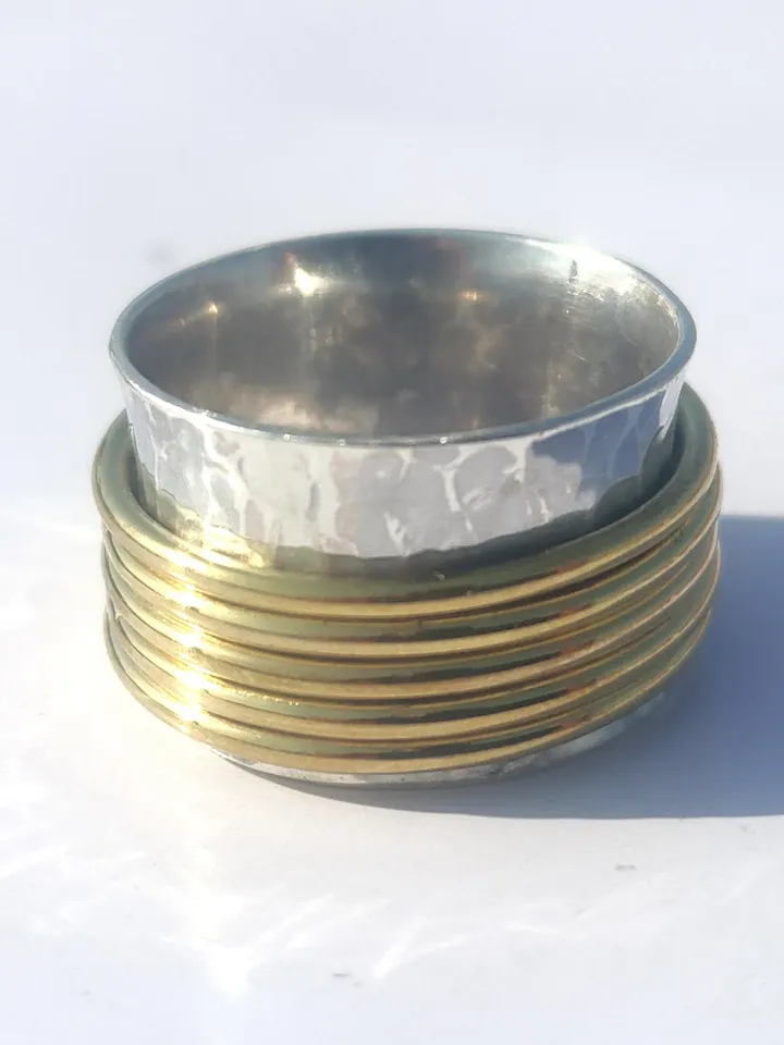 Spinner Ring, Band Ring, Handmade Ring, Hammered Ring, Wide Band Ring, Silver Band, Anniversary Gift, Gift For Her, Fidget Ring, Chunky Ring