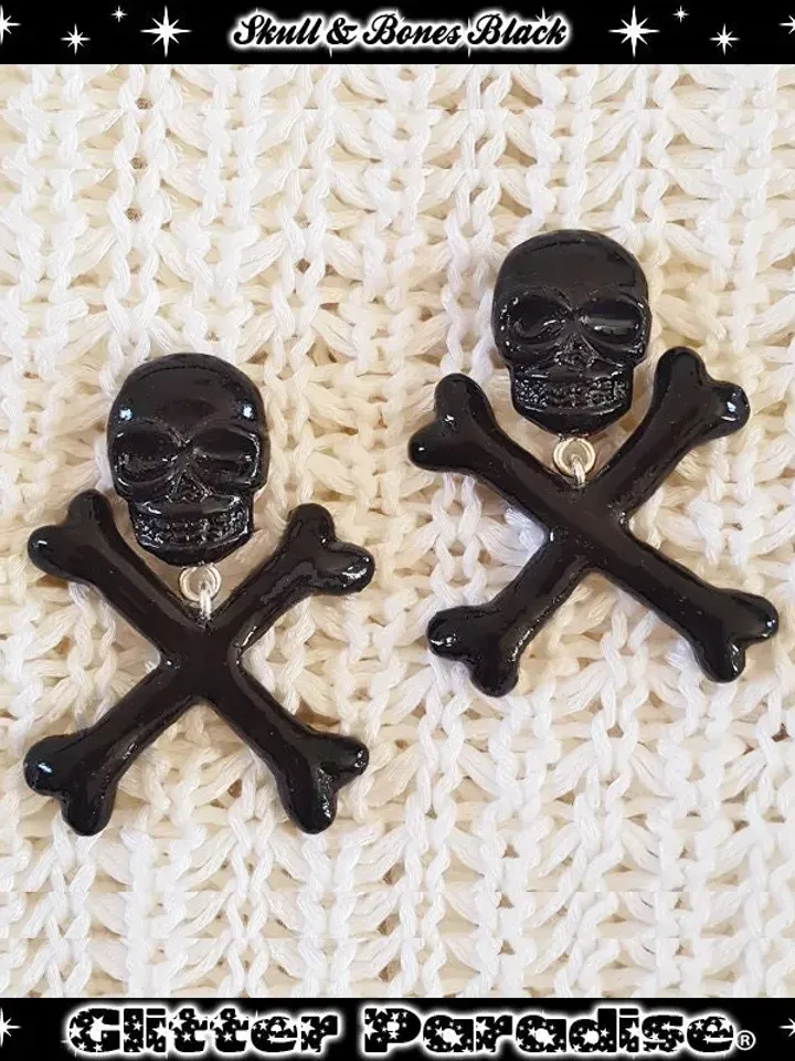 Skull and Crossed Bones - Earrings - Skull - Ghoul - Punk - Rockabilly - Cute & Dead - Punk - Gothic - Dead - Glitter Paradise®