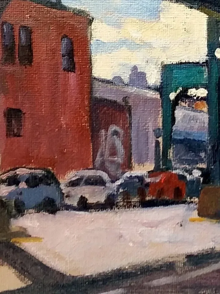 Original New York Cityscape Painting -Under the L/Inwood/NYC- 9x12 Oil on Canvas, Urban Impressionist Landscape, Signed Original