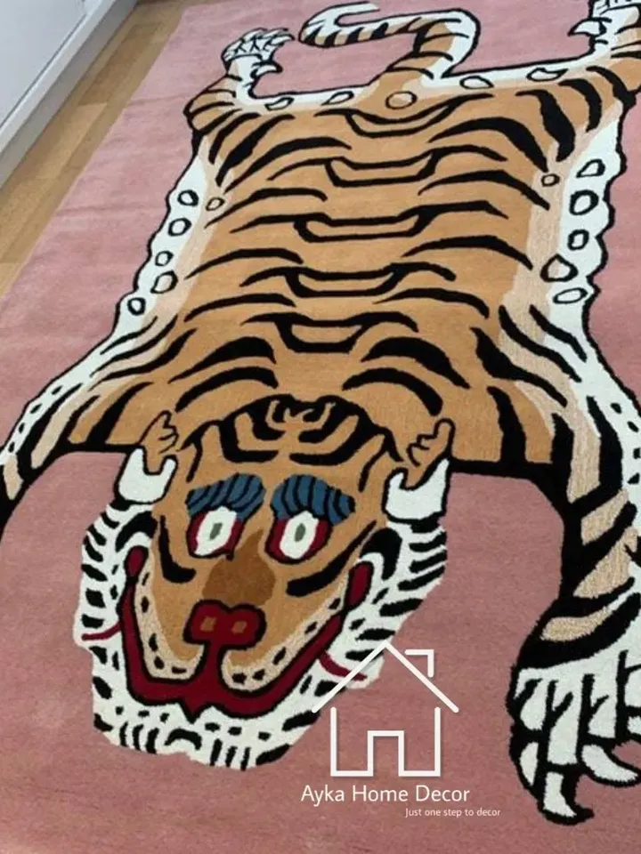 Leopard 100% Handmade Woolen Area Rug For Hall Kitchen Living Room Bed Room Bath Room Dining Room Kids Room Carpet / Chita / Christmas Gift
