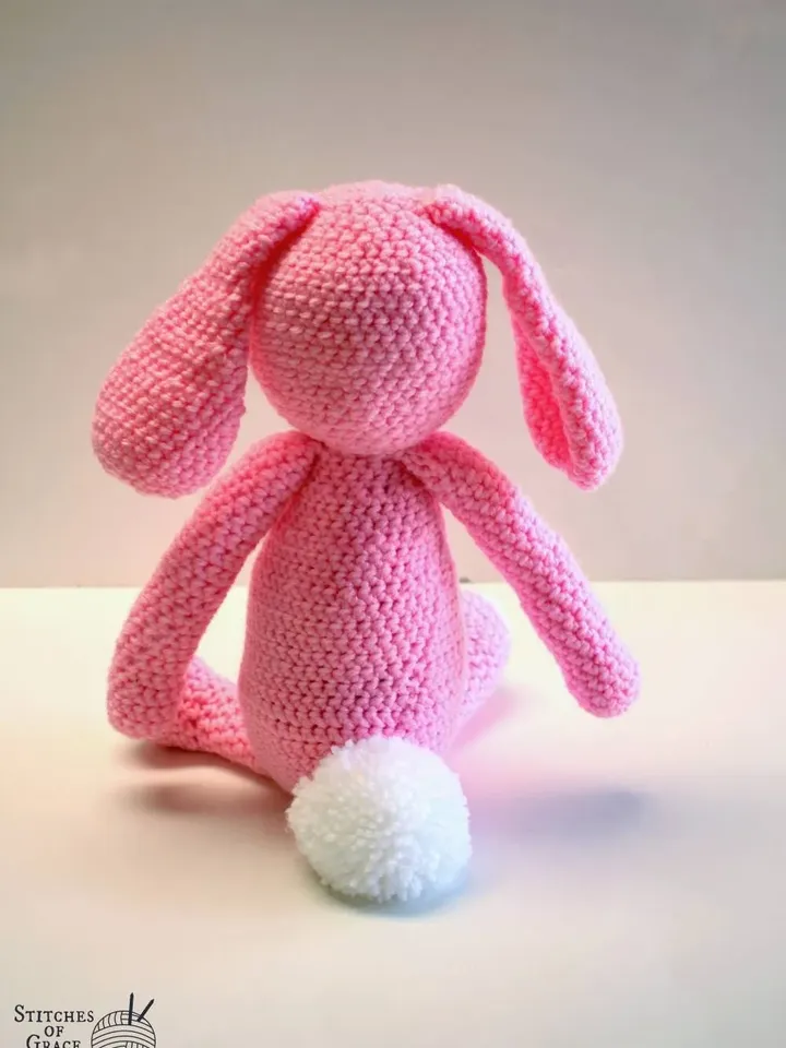 Crochet Amigurumi Bunny Rabbit Plushie, Toy Doll Stuffed Animal, Easter Basket, Rabbit with Long Ears, Spring Peep, Jumbo Pink Bunny Rabbit