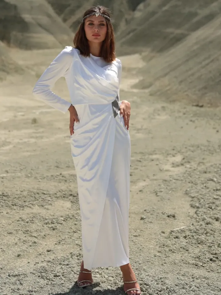 AHUNARE HIJAB - Bridesmaid - White Dress, Muslim Evening Dress, Nikah, Islamic Wedding, Engagement, Bridesmaid, , Prom Dresses, Long Dress,