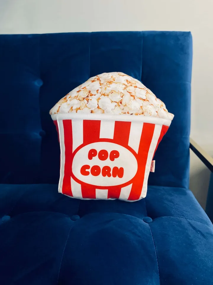 Popcorn Pillow / food pillow / decorative pillow / popcorn / toy pillow / movie night / birthday gift / popcorn favor / throw pillow