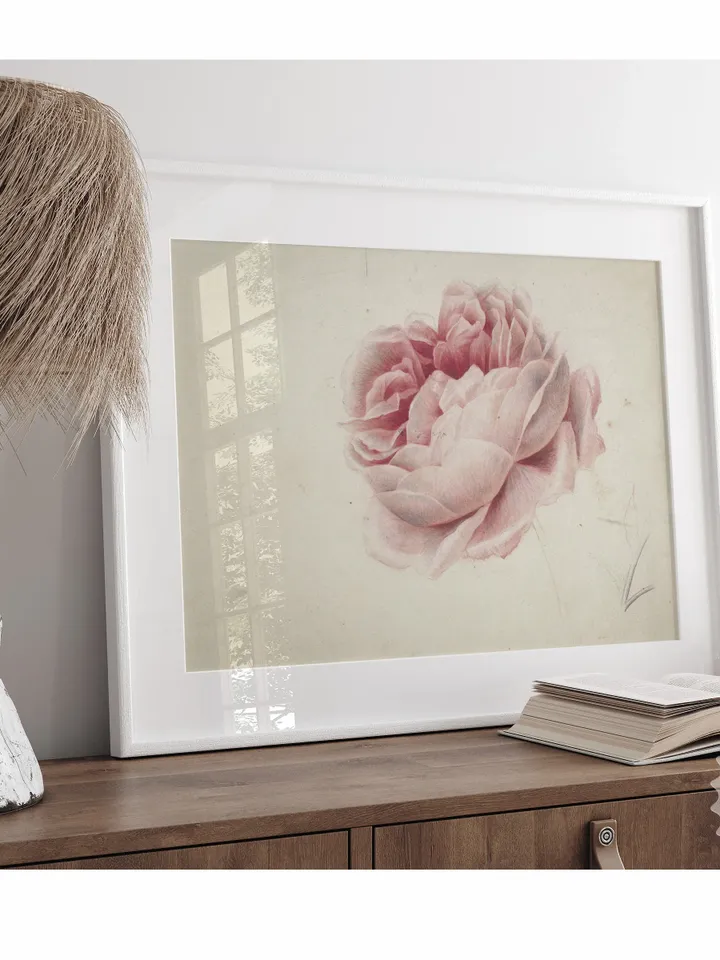 Vintage Red Rose Watercolor Print, Floral Painting, Printable Farmhouse Wall Art Decor, Downloadable | 53