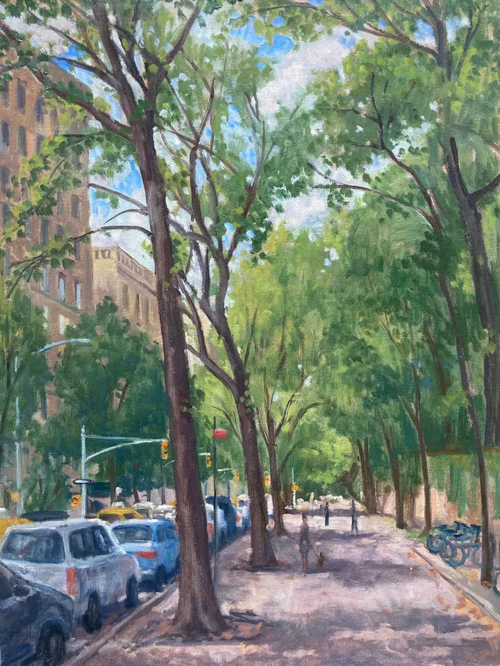 Large New York Cityscape Painting - Along Fifth Avenue/NYC - 18x24 Oil on Canvas, Plein Air Impressionist Signed Original