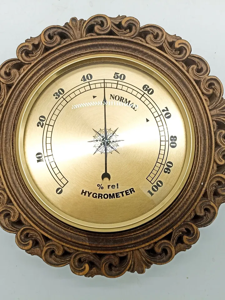 Weather Station; Barometer Hygrometer Thermometer, Wooden wall decor, Rustic decor, Wooden clock, Wooden Carver Panel, carved wall art