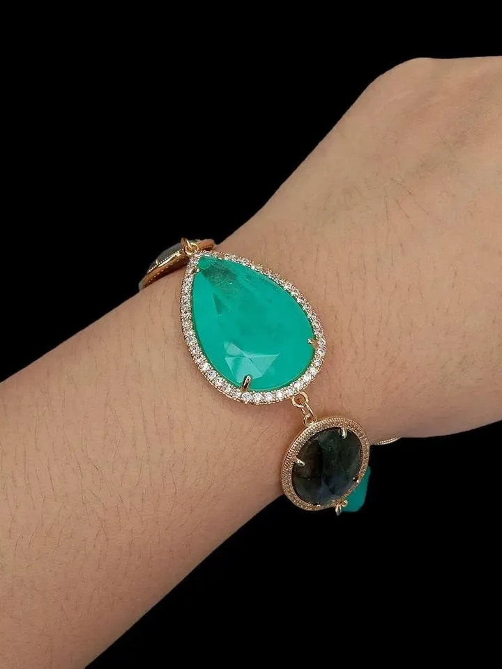 Labradorite and Amazonite Bracelet, Chunky Gemstone Bracelet, Gemstone Bracelet, Chunky Bracelet, Blue Bracelet