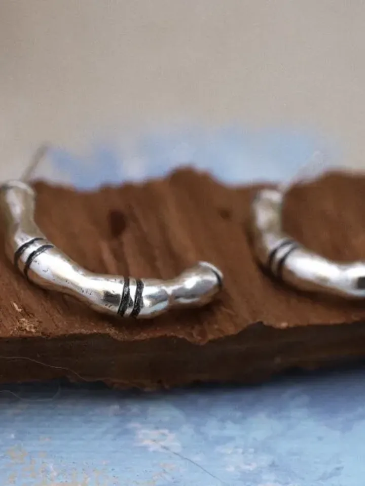 Sterling Silver Bamboo Earrings