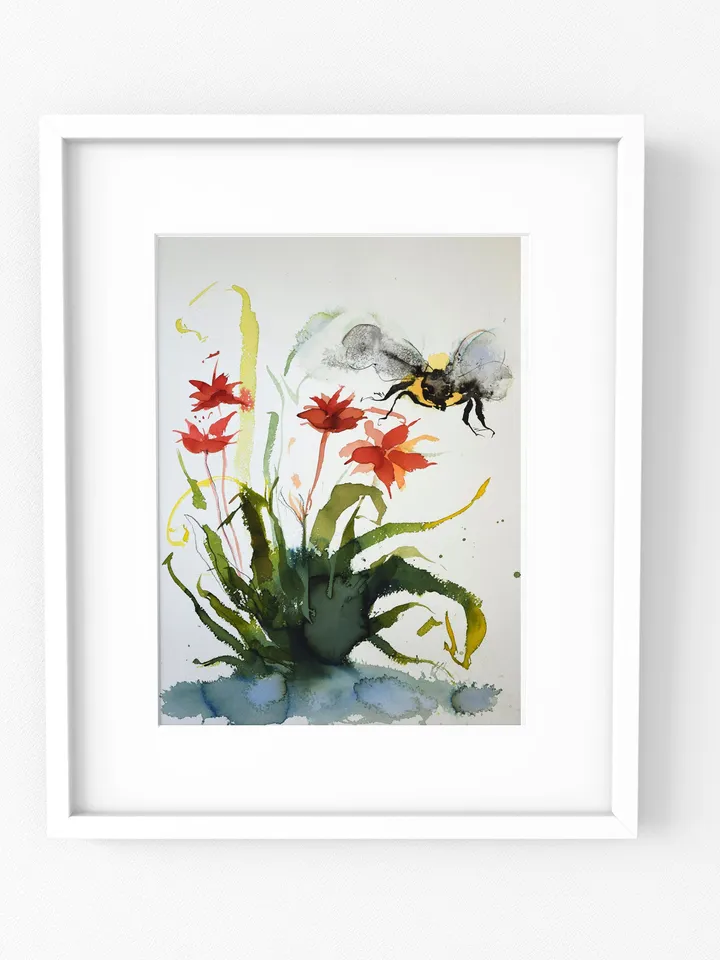 Watercolor Paints, Bee Painting, Floral Painting, Botanical Wall Art, Honey Bee, Watercolor Art, Watercolor Illustration, Nursery Wall Art,