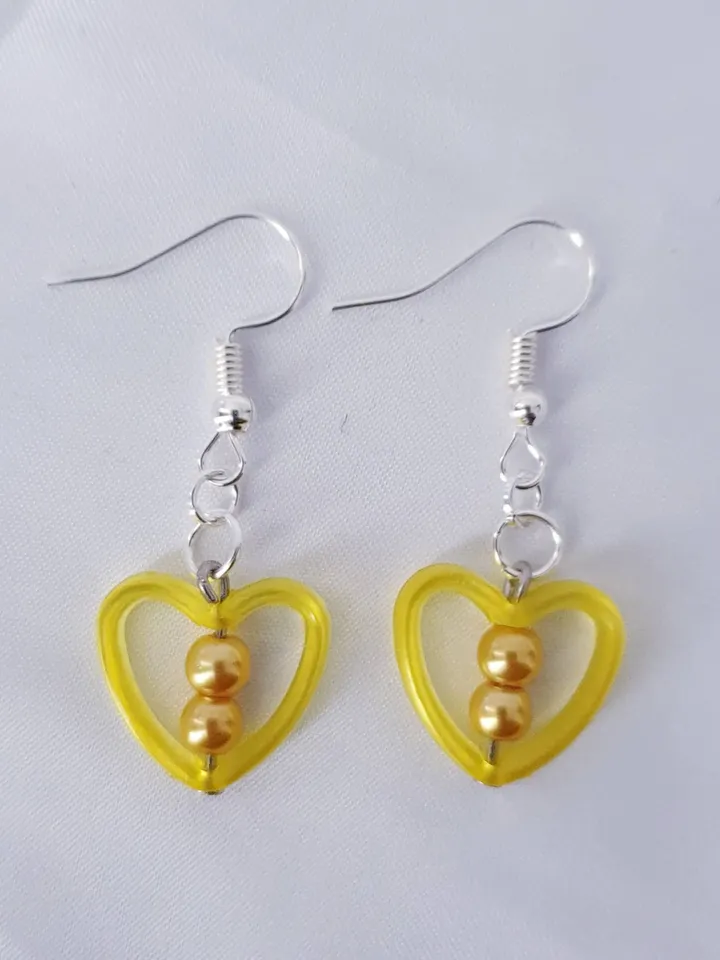 heart beaded earrings gift for her colourful earrings cosplay earrings heart earrings minimalist earrings