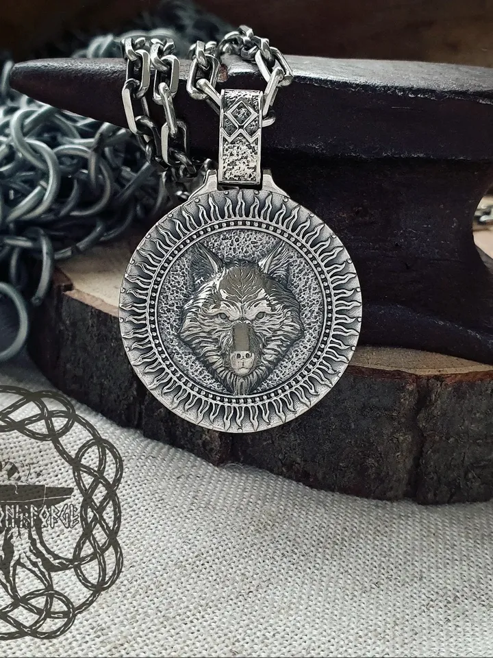 Wolf Pendant, Wolf Necklace, Sterling Silver Viking Wolf, Norse Pendant, Viking Jewelry, Viking Necklace
