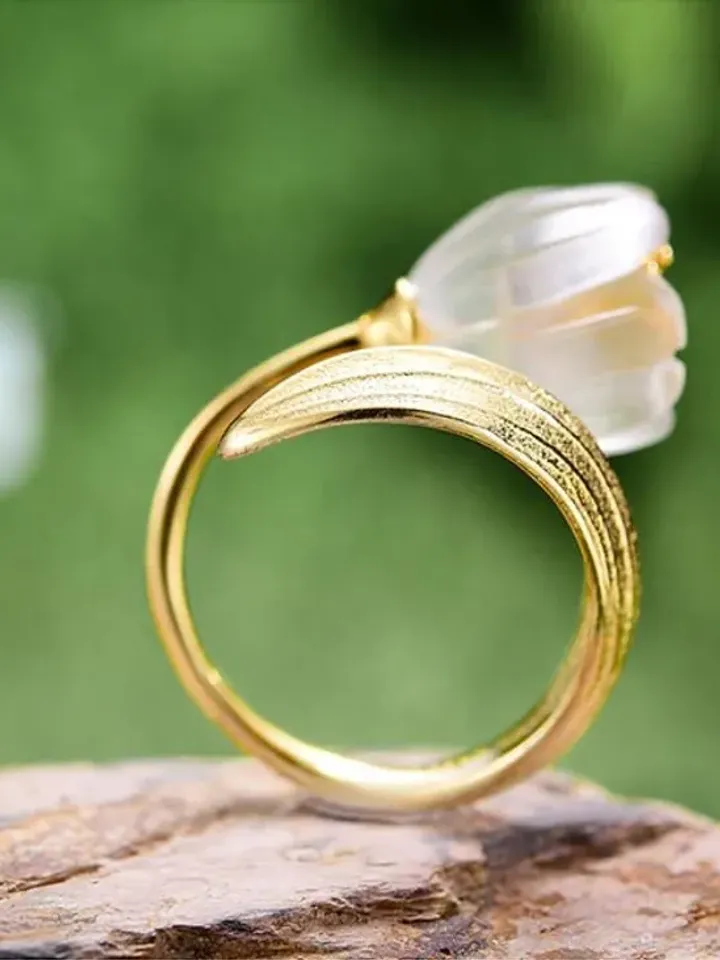 Lotus Flower Ring, Gold Flower Ring