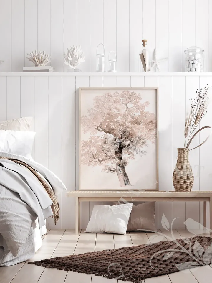 Tree Painting Vintage Sketch Art Print Watercolor Painting, Printable Large Wall Artwork, Digital Downloadable Rustic Decor | 330