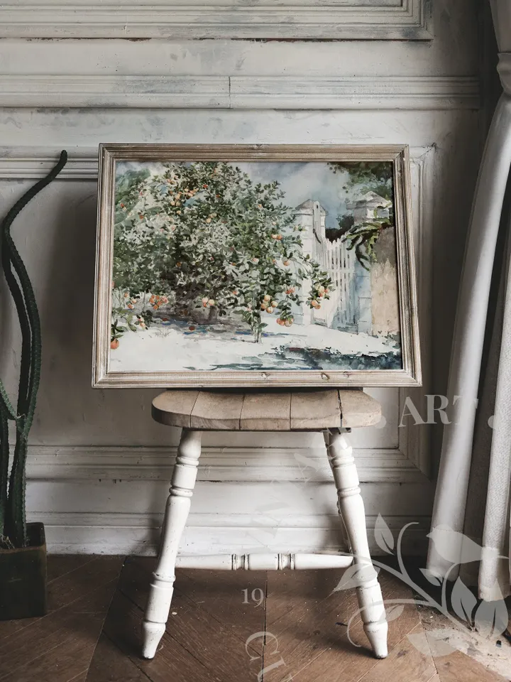 Orange Tree Art Print Watercolor Painting, Farmhouse Kitchen Decor, Vintage Printable Digital Downloadable | 172