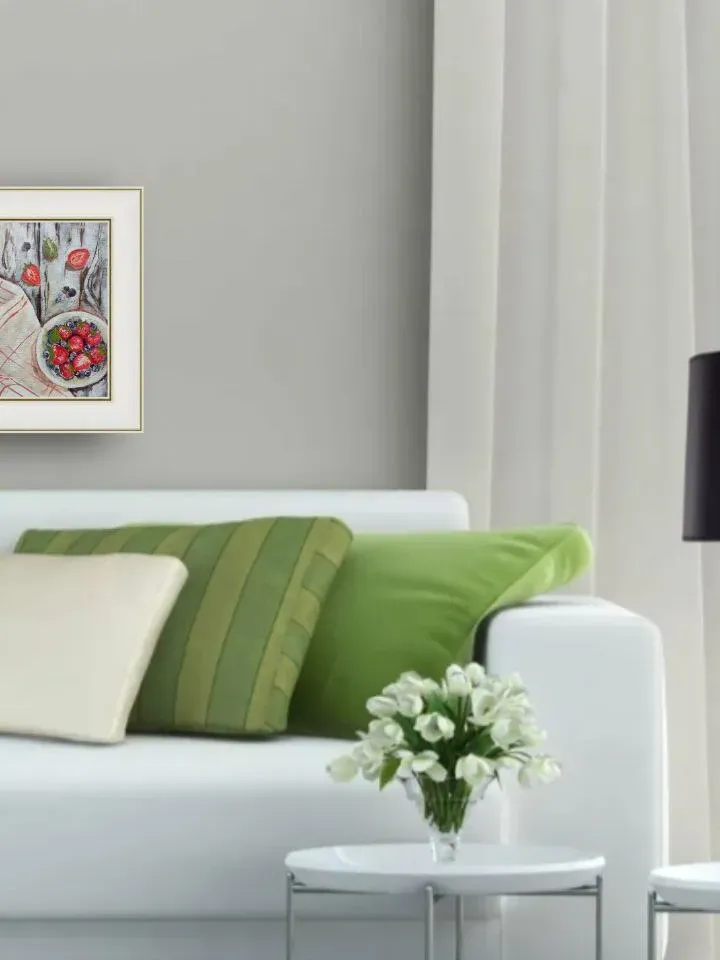 Strawberry still life painting on canvas