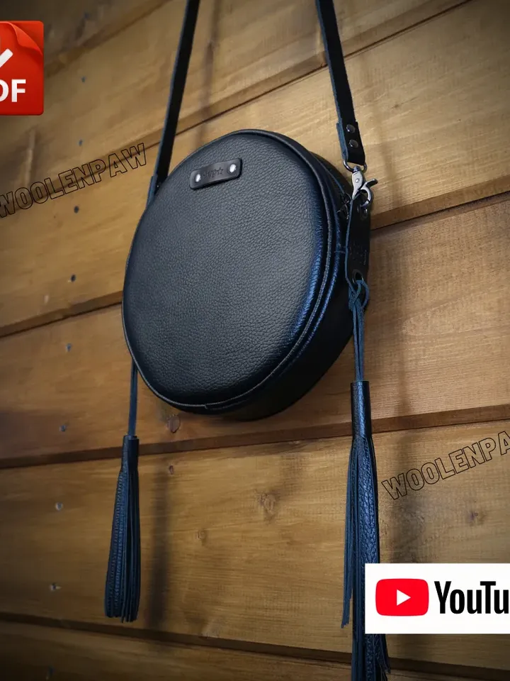 Lady's round bag - PDF leather pattern. BG21