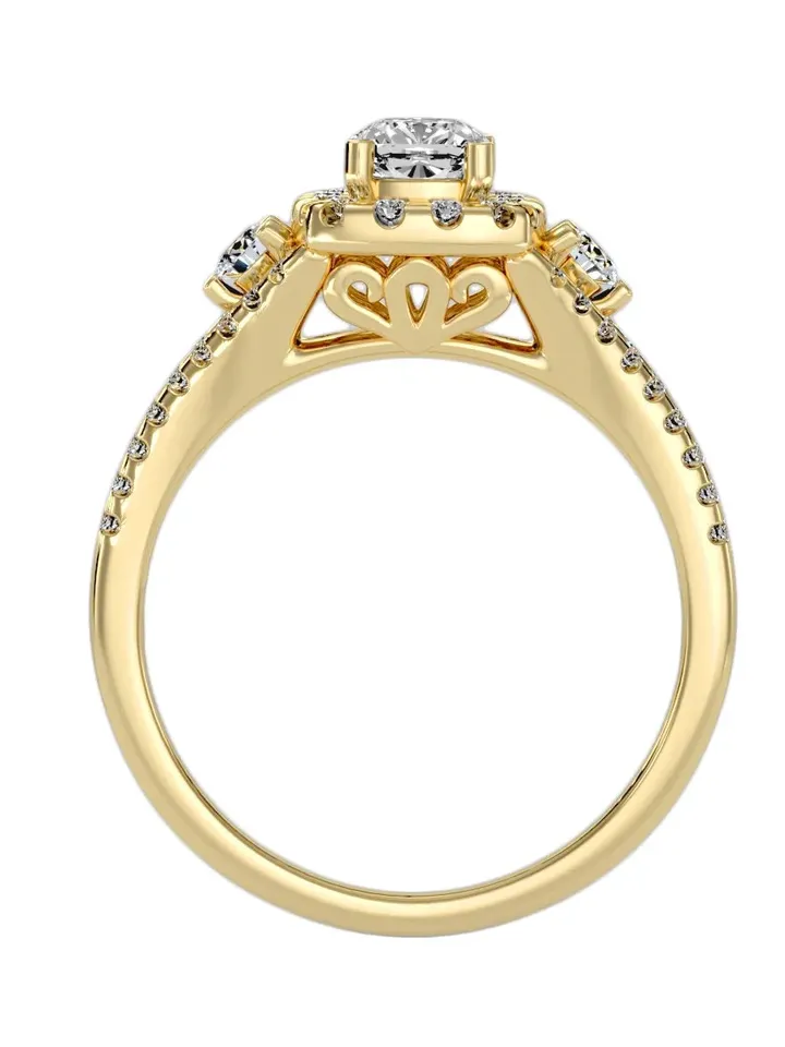 14K Gold Diamond & Moissanite 0,44 Ct G VS Engagement Ring for Women, Minimalistic, Stylish, Trendy, Gift for Her, Anniversary, Valentines