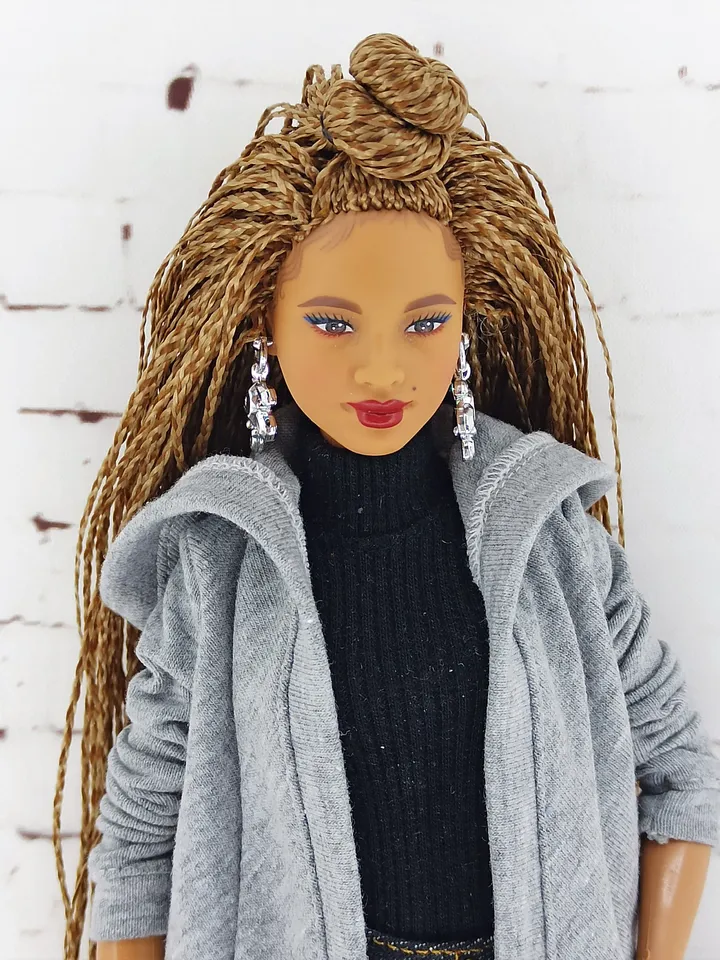 Set of jeans, bodysuit and cape with hood