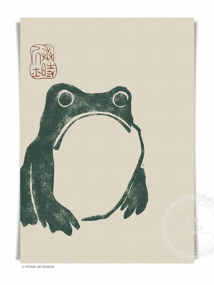 Matsumoto Shoji Japanese Art Frog Print set of 3, Vintage Printable Primitive Decor, Digital Download Japandi Wall Art | 122 S3