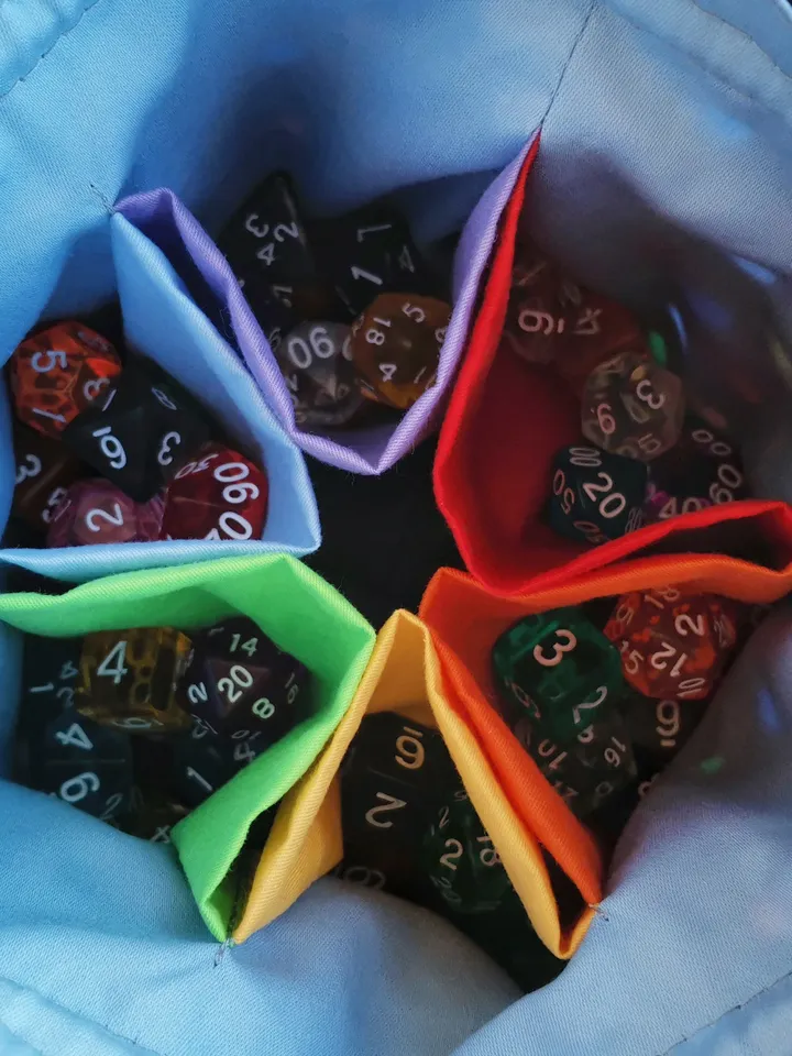 Large dice bag with pockets for 150-200 dice Pink and violet