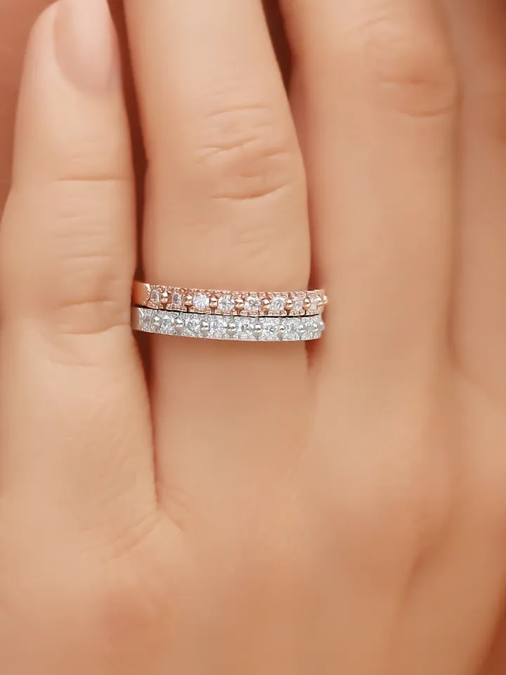 VINTAGE WEDDING RING | Moissanite Bridal Wedding Ring Set | Stacking Solid Gold Ring | Minimalist Women Wedding Ring | Gift For Engagement