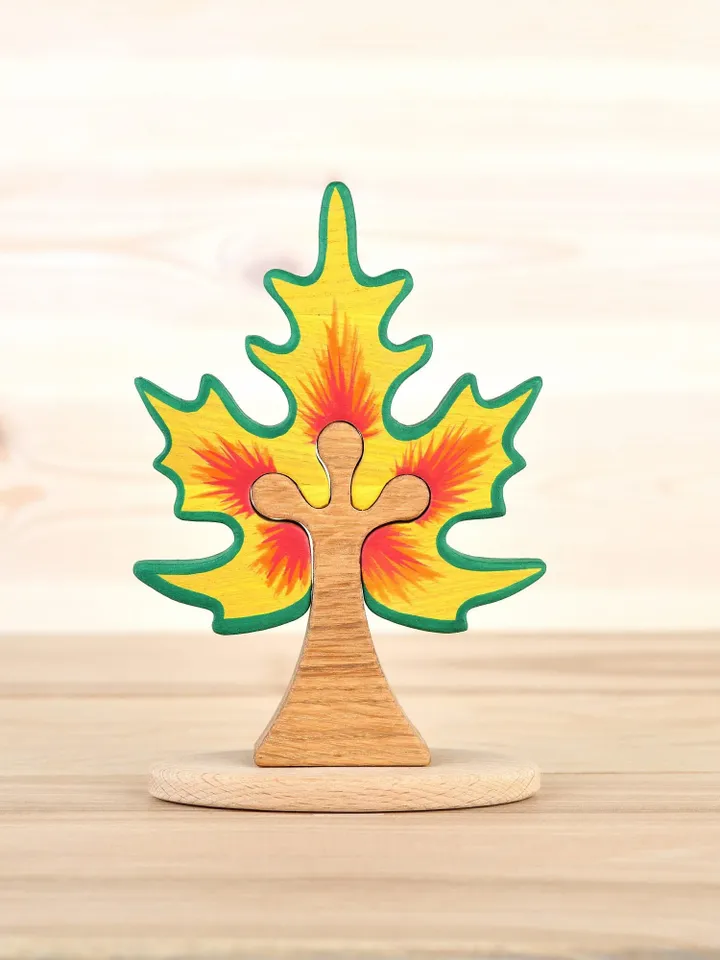 Waldorf wooden maple Tree figurine puzzle Nature table Imaginative play