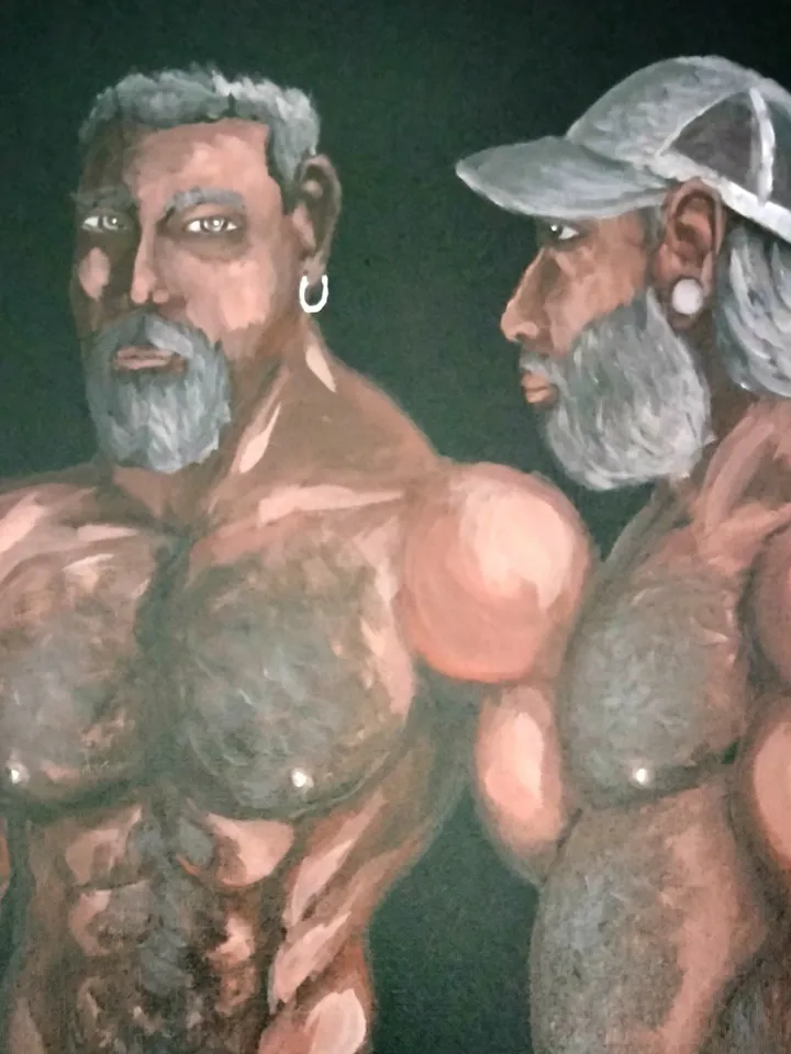 Nude Men Painting. Naked Male. Homoerotic
