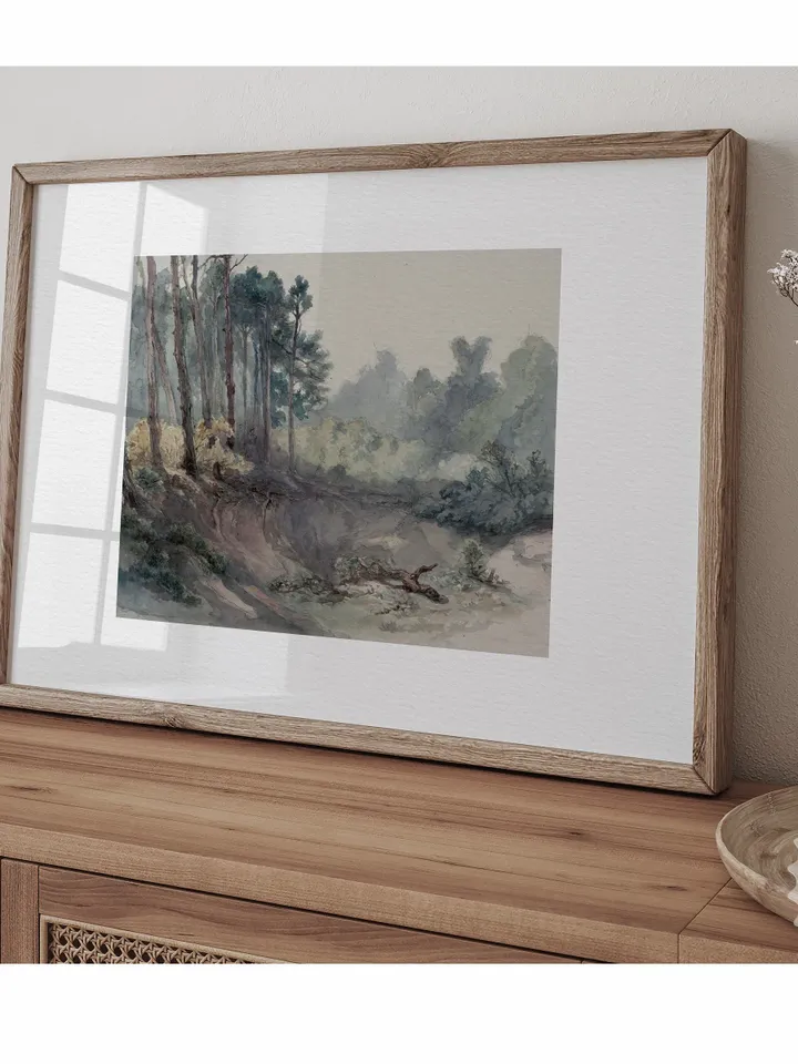 Vintage Minimalist Landscape Watercolor Painting, Printable Wall Art, Digital Downloadable Decor | 145
