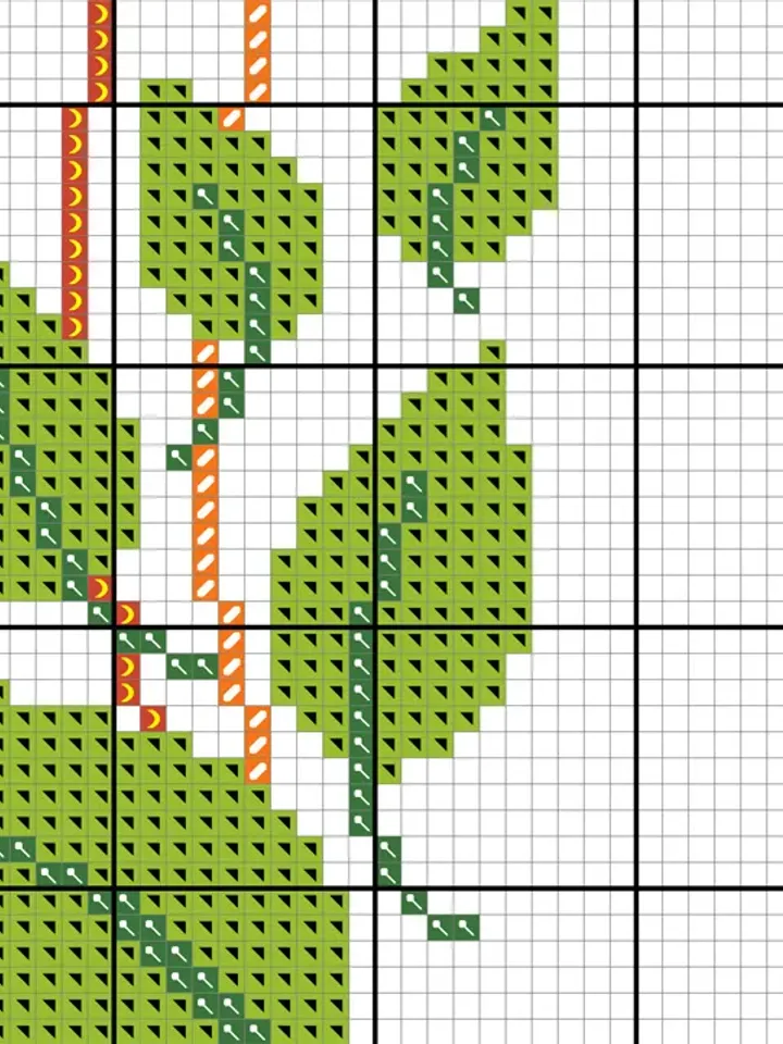 Modern cross stitch pattern. Floral Wreath cross stitch pattern. Flower border cross stitch.