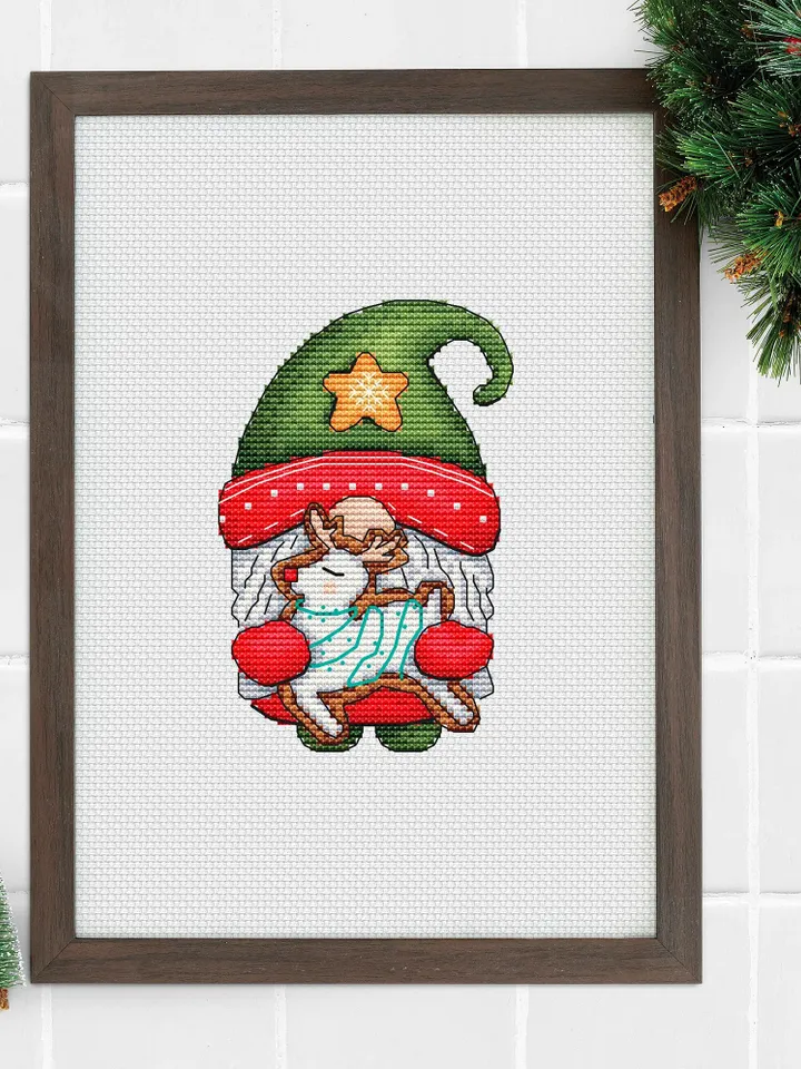 Gnome Cross Stitch Pattern PDF Funny Cross Stitch Pattern Hand Embroidery Design Beginner Needlepoint Scheme Wedding Cross Stitch Gift
