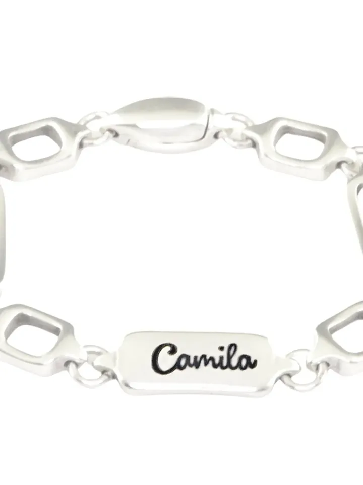 Mother's Day Gift for Her | Personalized Name Bracelet | Connectors Bracelet for Women | Engraved Handmade Link Chain | Unique Jewelry Gift