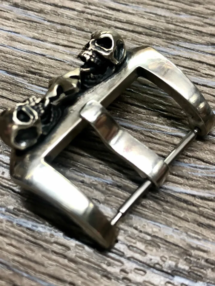 Sterling Silver 925 Watch Buckle in Skull, 24mm 26mm 22mm Watch Buckle, Watch Strap Closure, Valentines Day Gift Ideas, Watch Accessories