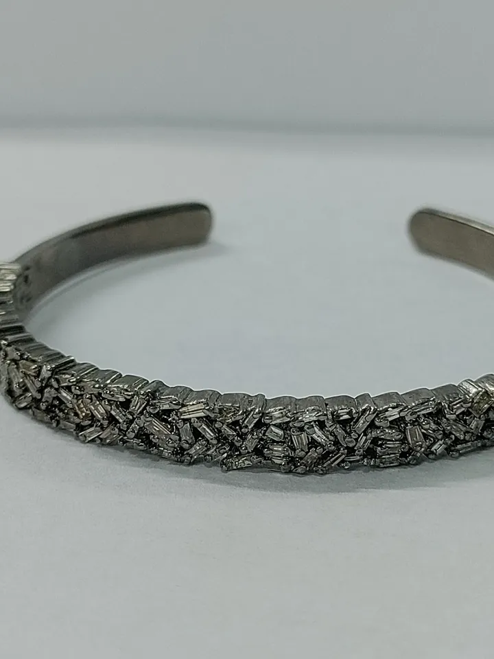 Diamond Bangle, Baguette Cut Diamond Bangle, Adjustable Bangle, 925 Sterling Silver Bangle, Baguette Bracelet, Victorian Cuff Bangle