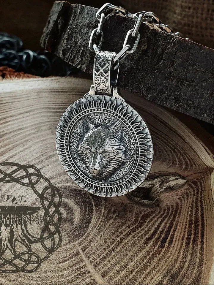 Wolf Pendant, Wolf Necklace, Sterling Silver Viking Wolf, Norse Pendant, Viking Jewelry, Viking Necklace