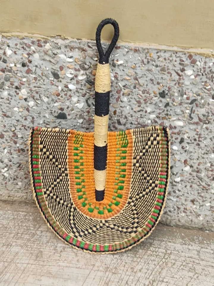 African straw fan | Wedding fan | Hand fan wedding | Home decor | Gift for her | Bolga basket | Hand fan vintage | Wall decor |