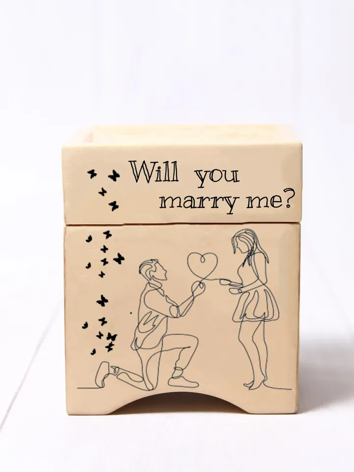 Musical marriage proposal ideas Wood music ring bearer box Engraved engagement ring box Сustom proposal ring box