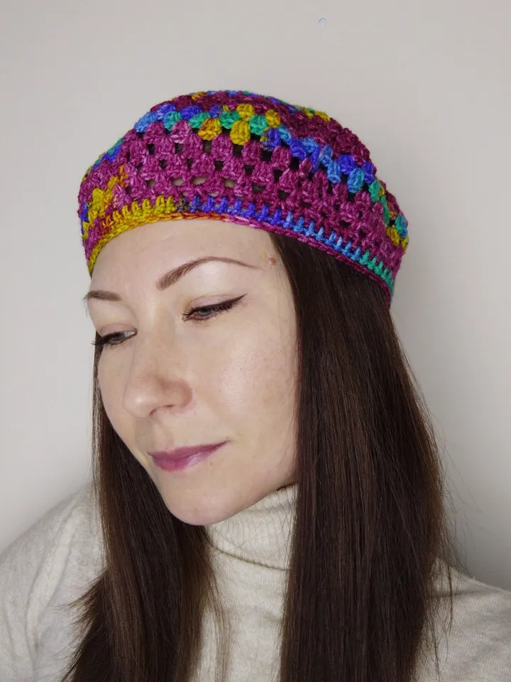 Colorful beret for women French beret crochet Spring beret multicolor