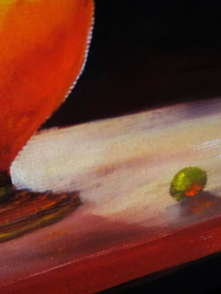 "PEACH JUICE." Original Oil Painting on Canvas, Minimalist Still Life Painting by "Walperion Paintings"