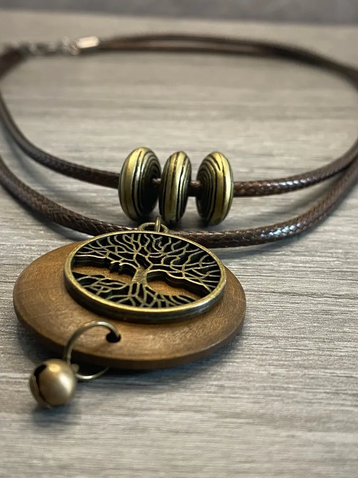 tree of life necklace, boho necklace, tree of life pendant, wooden necklace, wood necklace, western necklace, tribal necklace