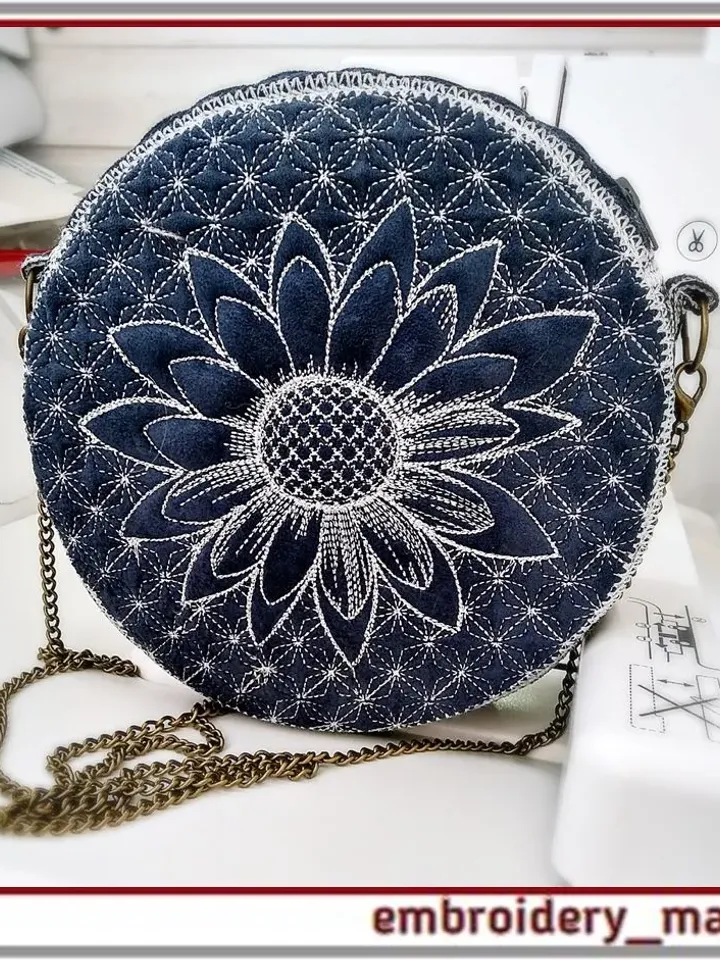 In the hoop embroidery designs Bag Sunflower rhombuses 8x8