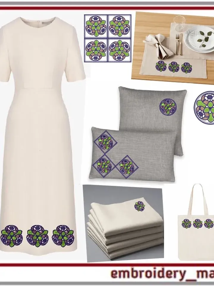 Set 2 for patchwork with flower Machine Embroidery design