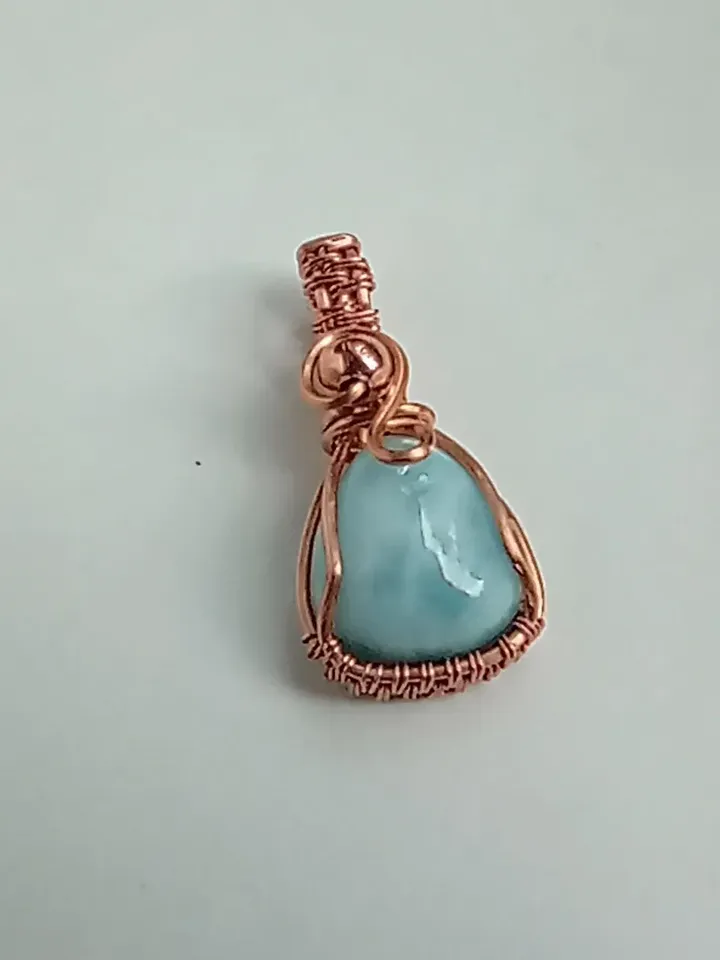 Tiny pendant with precious larimar, jewelry for blythe doll
