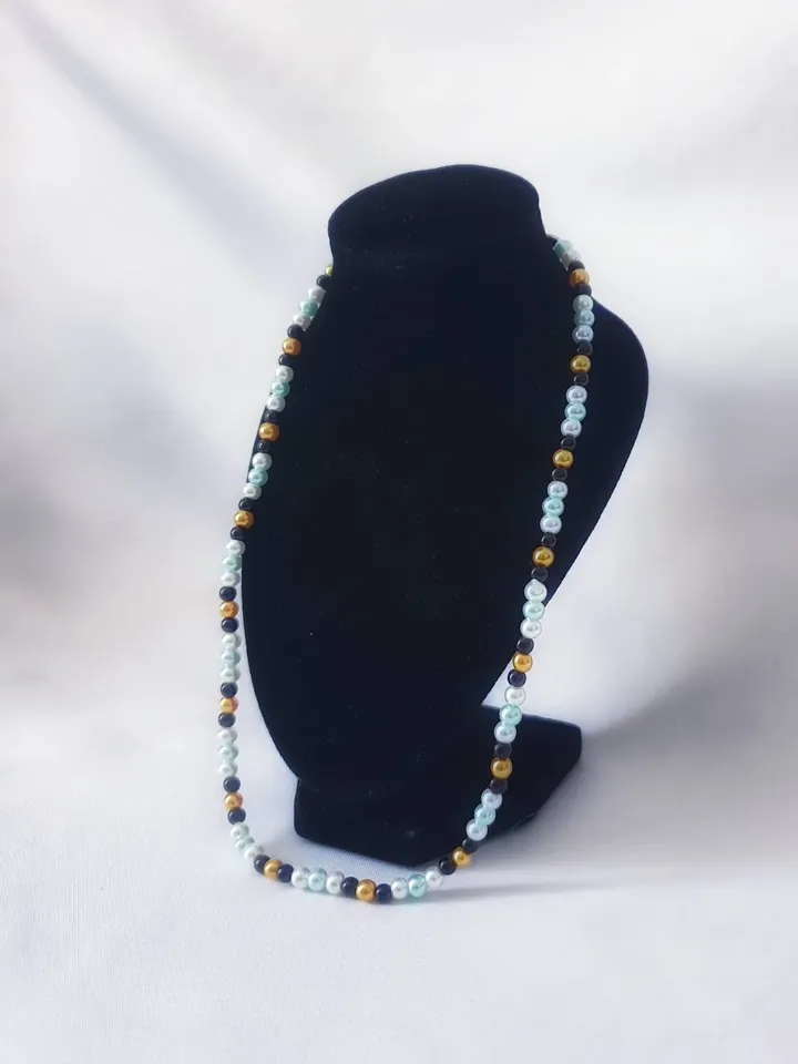 St Lucia Flag Beaded Necklaces, Adjustable and Handmade, Caribbean jewellery, Beach Wear, Tropical