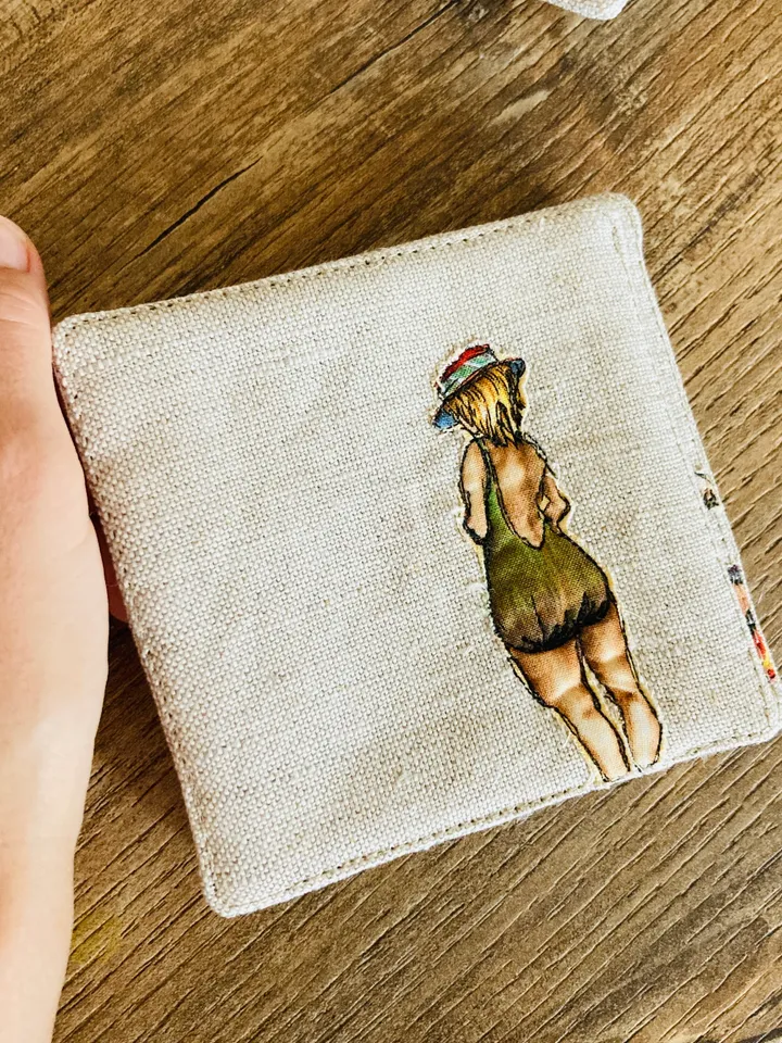 Set of 7 linen coasters