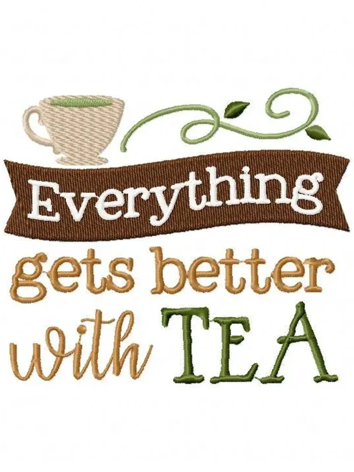 5 Tea Time Quotes Embroidery Design Pack 2,7 sizes,Chop it, Match Instant Download,Digital Machine,Holiday Applique Design,Gnomes Embroidery