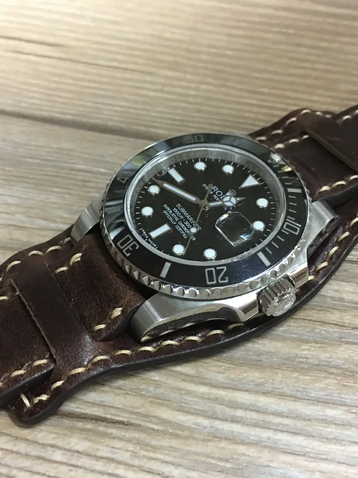 Leather Watch Band, Leather watch strap, Cuff band, Full bund strap, 20mm watch band, 19mm strap, Dark Brown watch strap, FREE SHIPPING